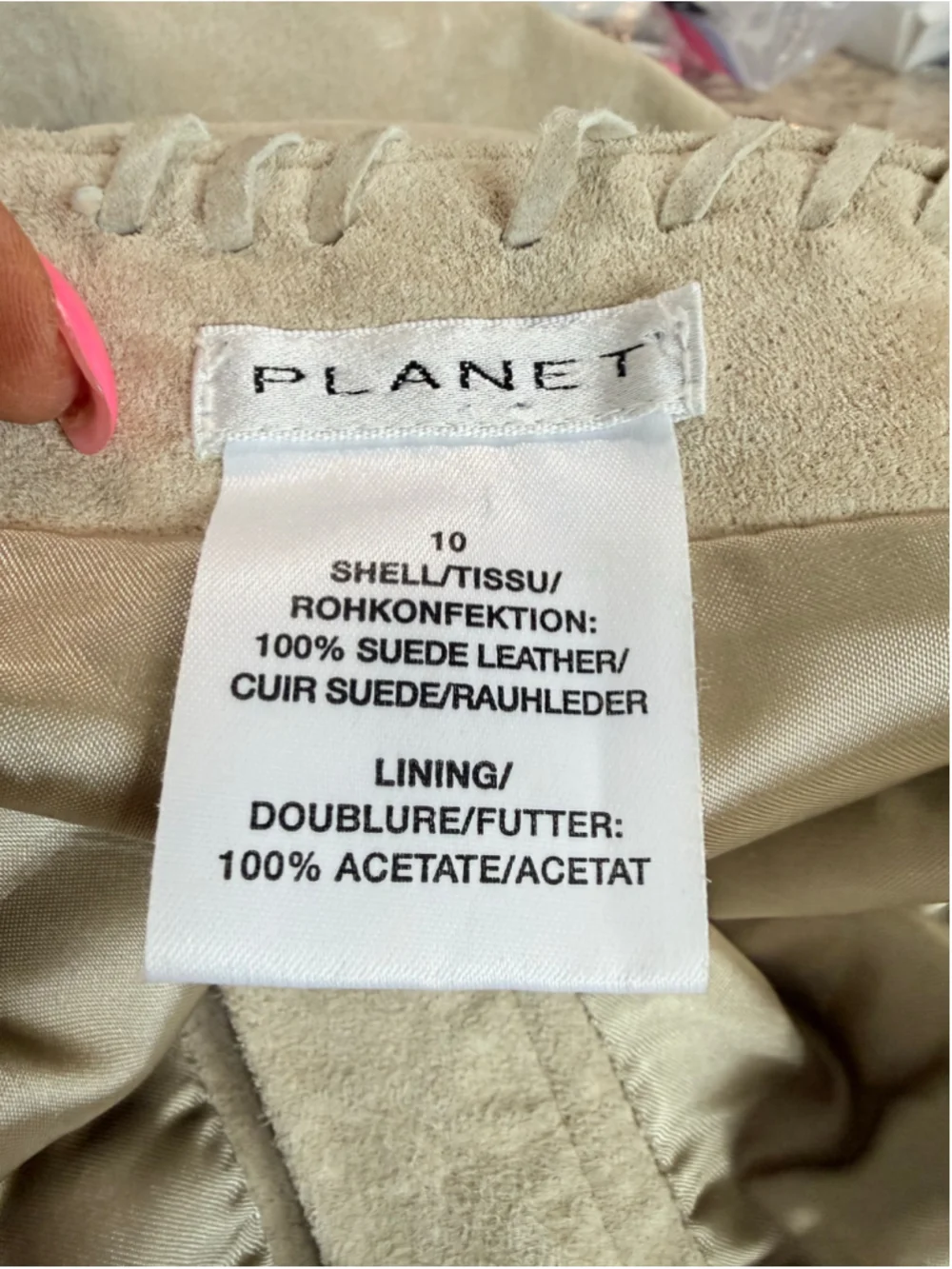 Women's Planet Suede Leather Flare Pants Size 10 Beige